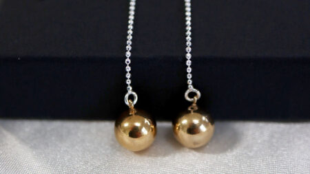 Beads of Gratitude Silver and Gold Ear Threaders - Image 2