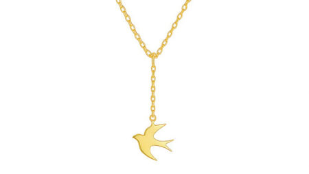 Flying Home Golden Swallow Pendant Solid Gold