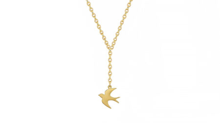 Flying Home Golden Swallow Pendant Solid Gold