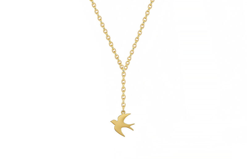 Flying Home Golden Swallow Pendant Solid Gold