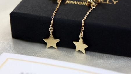 My Precious Star Drop Stud Earrings Solid Gold - Image 2