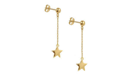My Precious Star Drop Stud Earrings Solid Gold