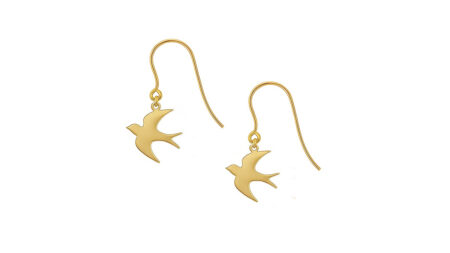 Flying Home Golden Swallow Drop Hook Earrings