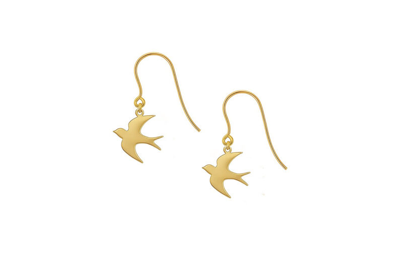 Flying Home Golden Swallow Drop Hook Earrings
